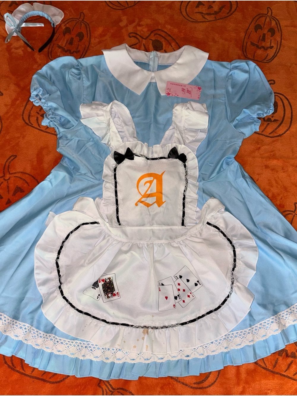 Girls Blue Alice-Style Costume Dress with White Apron